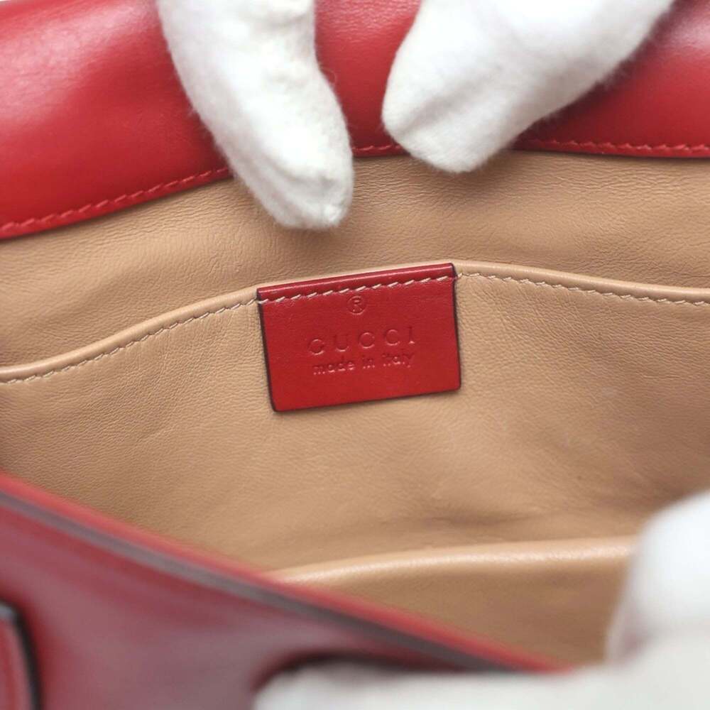 GUCCI Authentic Red Pearl Leather Shoulder Bag - Picture 13 of 14